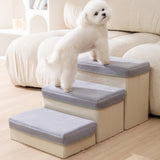 Maxbell Dog Stairs DIY Portable Washable Cover Wide Soft Steps for Cats Indoor Kitty 3 Ladder 60x35x30cm