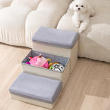 Maxbell Dog Stairs DIY Portable Washable Cover Wide Soft Steps for Cats Indoor Kitty 3 Ladder 60x35x30cm