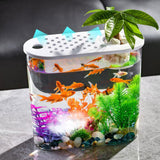 Maxbell Mini Fish Tank Clear Tank Portable Tabletop Fish Bowl Small Desktop Aquarium Hydroponics