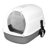 Maxbell Hooded Cat Litter Box Enclosed and Covered Cat Toilet Durable Pet Litter Box Gray