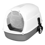 Maxbell Hooded Cat Litter Box Enclosed and Covered Cat Toilet Durable Pet Litter Box Gray