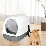 Maxbell Hooded Cat Litter Box Enclosed and Covered Cat Toilet Durable Pet Litter Box Gray