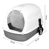 Maxbell Hooded Cat Litter Box Enclosed and Covered Cat Toilet Durable Pet Litter Box Gray