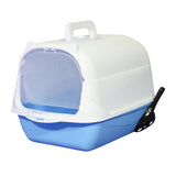 Maxbell Hooded Cat Litter Box Enclosed and Covered Cat Toilet Durable Pet Litter Box Blue