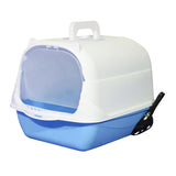 Maxbell Hooded Cat Litter Box Enclosed and Covered Cat Toilet Durable Pet Litter Box Blue