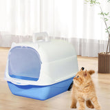 Maxbell Hooded Cat Litter Box Enclosed and Covered Cat Toilet Durable Pet Litter Box Blue