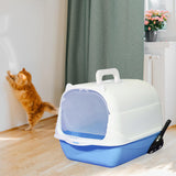Maxbell Hooded Cat Litter Box Enclosed and Covered Cat Toilet Durable Pet Litter Box Blue