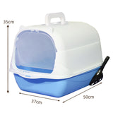 Maxbell Hooded Cat Litter Box Enclosed and Covered Cat Toilet Durable Pet Litter Box Blue