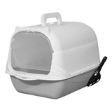 Maxbell Hooded Cat Litter Box Enclosed and Covered Cat Toilet Durable Pet Litter Box Handheld Gray