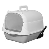 Maxbell Hooded Cat Litter Box Enclosed and Covered Cat Toilet Durable Pet Litter Box Handheld Gray