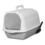 Maxbell Hooded Cat Litter Box Enclosed and Covered Cat Toilet Durable Pet Litter Box Handheld Gray