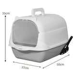 Maxbell Hooded Cat Litter Box Enclosed and Covered Cat Toilet Durable Pet Litter Box Handheld Gray