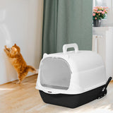 Maxbell Hooded Cat Litter Box Enclosed and Covered Cat Toilet Durable Pet Litter Box Handheld Black