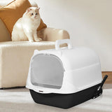 Maxbell Hooded Cat Litter Box Enclosed and Covered Cat Toilet Durable Pet Litter Box Handheld Black
