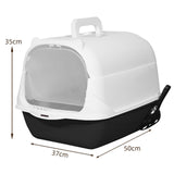 Maxbell Hooded Cat Litter Box Enclosed and Covered Cat Toilet Durable Pet Litter Box Handheld Black