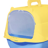 Maxbell Hooded Cat Litter Box Enclosed and Covered Cat Toilet Durable Pet Litter Box Handheld Blue Yellow