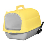 Maxbell Hooded Cat Litter Box Enclosed and Covered Cat Toilet Durable Pet Litter Box Handheld Gray Yellow
