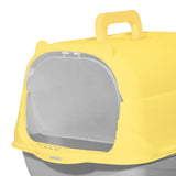Maxbell Hooded Cat Litter Box Enclosed and Covered Cat Toilet Durable Pet Litter Box Handheld Gray Yellow