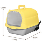 Maxbell Hooded Cat Litter Box Enclosed and Covered Cat Toilet Durable Pet Litter Box Handheld Gray Yellow