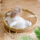 Maxbell Bamboo Woven Cat Nest Soft Lightweight Indoor Universal for Cats Kitten Dogs