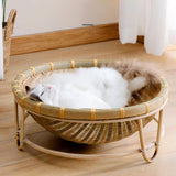 Maxbell Bamboo Woven Cat Nest Soft Lightweight Indoor Universal for Cats Kitten Dogs
