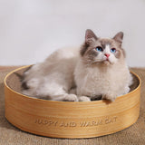 Maxbell Cat Scratcher Cardboard Bed Round Cat Scratch Pad Nest for Indoor Cats Beige