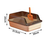 Maxbell Cat Litter Box Litter Tray Open Top Semi Enclosed Durable 18L Large Capacity Beige