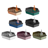Maxbell Cat Litter Box Litter Tray Open Top Semi Enclosed Durable 18L Large Capacity Beige