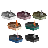Maxbell Cat Litter Box Litter Tray Open Top Semi Enclosed Durable 18L Large Capacity Beige