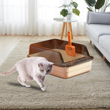 Maxbell Cat Litter Box Litter Tray Open Top Semi Enclosed Durable 18L Large Capacity Beige