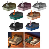 Maxbell Cat Litter Box Litter Tray Open Top Semi Enclosed Durable 18L Large Capacity Beige