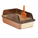 Maxbell Cat Litter Box Litter Tray Open Top Semi Enclosed Durable 18L Large Capacity Beige