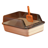 Maxbell Cat Litter Box Litter Tray Open Top Semi Enclosed Durable 18L Large Capacity Beige