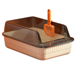 Maxbell Cat Litter Box Litter Tray Open Top Semi Enclosed Durable 18L Large Capacity Beige