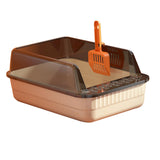 Maxbell Cat Litter Box Litter Tray Open Top Semi Enclosed Durable 18L Large Capacity Beige