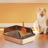 Maxbell Cat Litter Box Litter Tray Open Top Semi Enclosed Durable 18L Large Capacity Beige