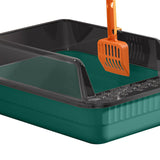 Maxbell Cat Litter Box Litter Tray Open Top Semi Enclosed Durable 18L Large Capacity Dark Green