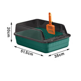 Maxbell Cat Litter Box Litter Tray Open Top Semi Enclosed Durable 18L Large Capacity Dark Green