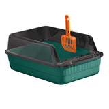 Maxbell Cat Litter Box Litter Tray Open Top Semi Enclosed Durable 18L Large Capacity Dark Green