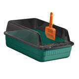Maxbell Cat Litter Box Litter Tray Open Top Semi Enclosed Durable 18L Large Capacity Dark Green