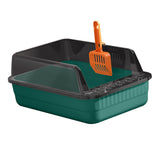 Maxbell Cat Litter Box Litter Tray Open Top Semi Enclosed Durable 18L Large Capacity Dark Green