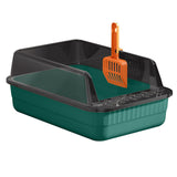 Maxbell Cat Litter Box Litter Tray Open Top Semi Enclosed Durable 18L Large Capacity Dark Green