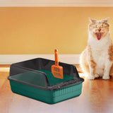 Maxbell Cat Litter Box Litter Tray Open Top Semi Enclosed Durable 18L Large Capacity Dark Green