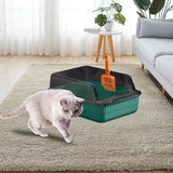 Maxbell Cat Litter Box Litter Tray Open Top Semi Enclosed Durable 18L Large Capacity Dark Green