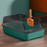 Maxbell Cat Litter Box Litter Tray Open Top Semi Enclosed Durable 18L Large Capacity Dark Green