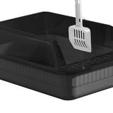 Maxbell Cat Litter Box Litter Tray Open Top Semi Enclosed Durable 18L Large Capacity Grey