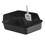 Maxbell Cat Litter Box Litter Tray Open Top Semi Enclosed Durable 18L Large Capacity Grey