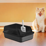 Maxbell Cat Litter Box Litter Tray Open Top Semi Enclosed Durable 18L Large Capacity Grey