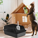 Maxbell Cat Litter Box Litter Tray Open Top Semi Enclosed Durable 18L Large Capacity Grey