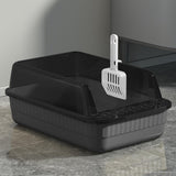 Maxbell Cat Litter Box Litter Tray Open Top Semi Enclosed Durable 18L Large Capacity Grey